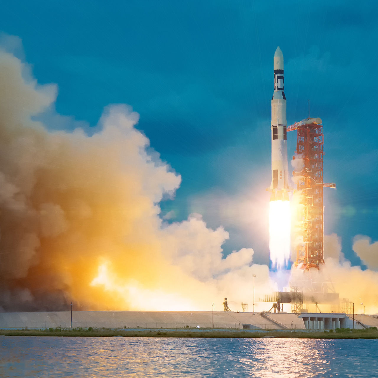 A rocket in the middle of launching for the Aerospace Industry